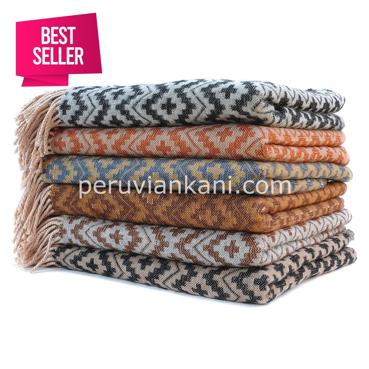 Alpaca Wool Blanket Throw Andes Ethnic Brack jade