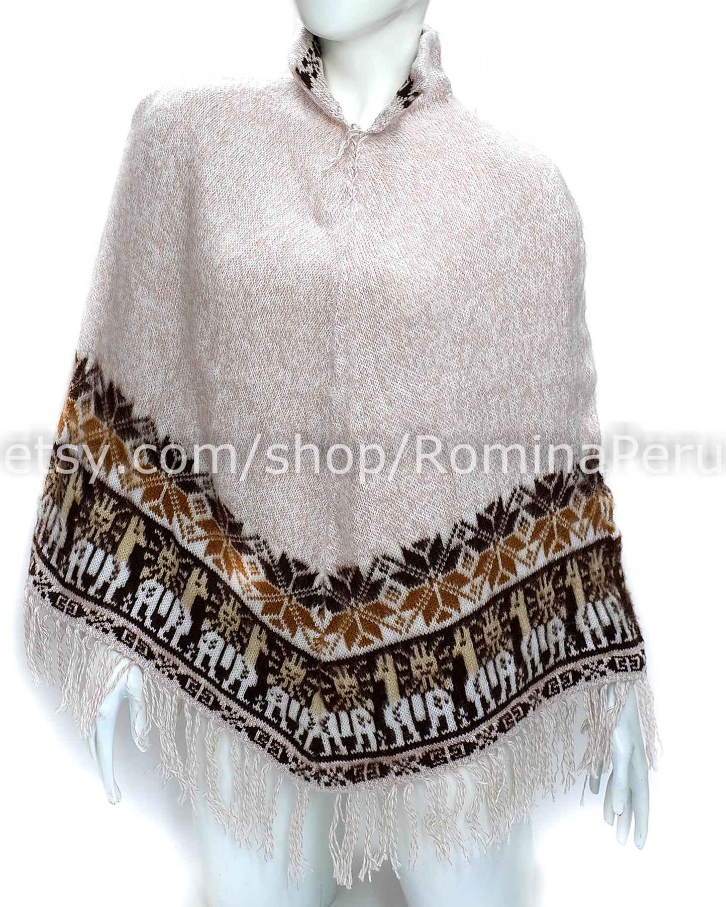 Cozy Alpaca Poncho for Women Beige