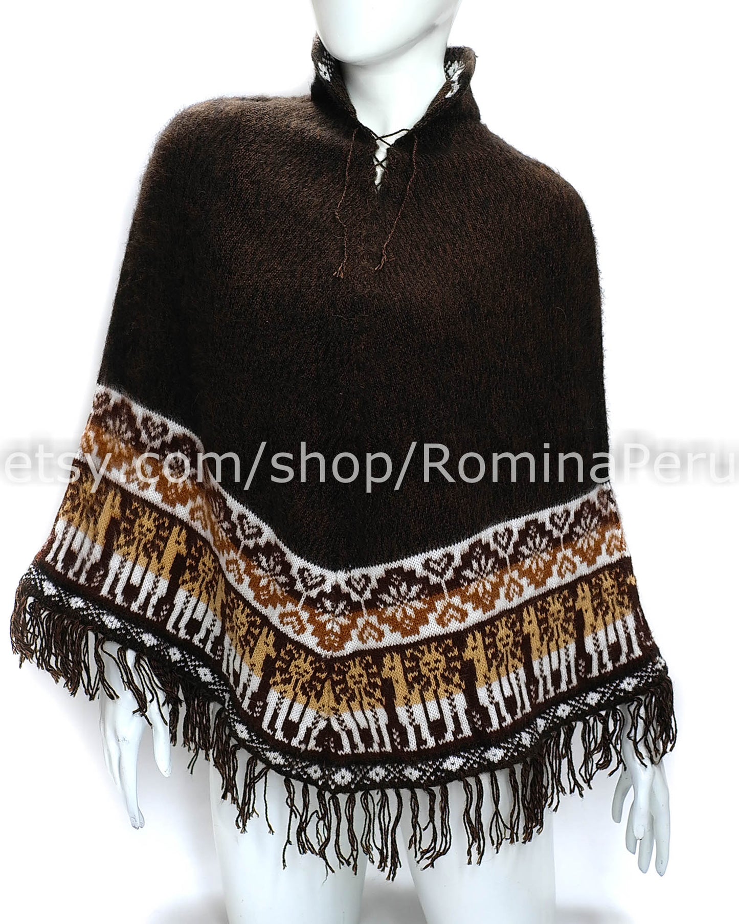 Cozy Alpaca Poncho for Women Brown