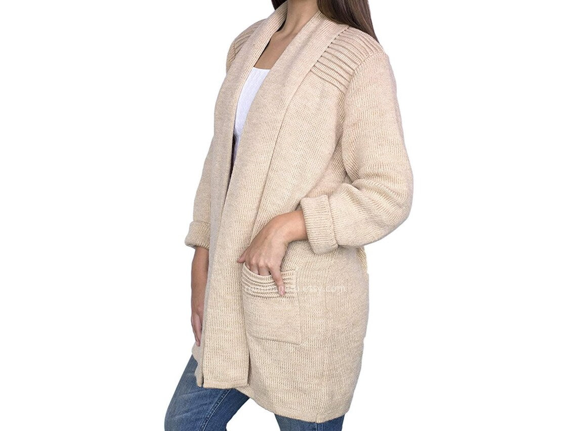 Cardigan pour femme en laine d'alpaga - Chaud, doux et épais