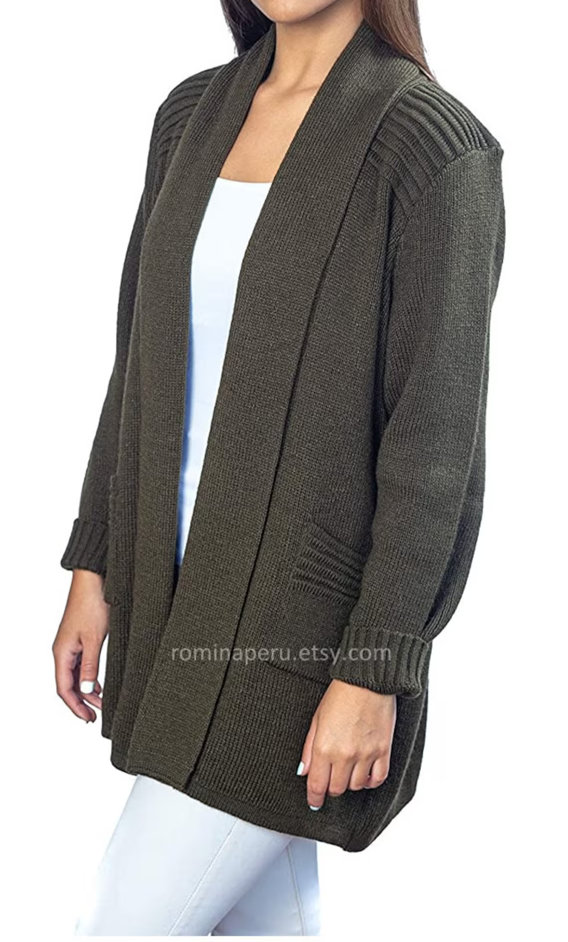 Cardigan pour femme en laine d'alpaga - Chaud, doux et épais