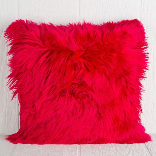 Red Alpaca fur pillow