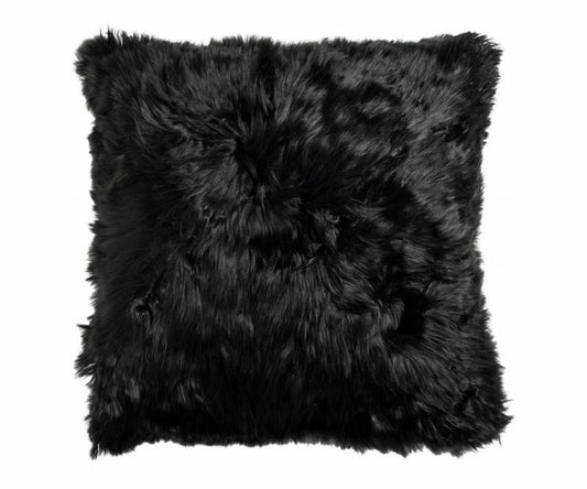 Housse de coussin en fourrure d'alpaga noir Square - Coussin en fourrure d'alpaga de luxe