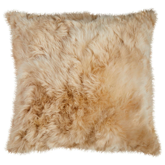 Housse de coussin en fourrure d'alpaga beige Square - Coussin en fourrure d'alpaga de luxe