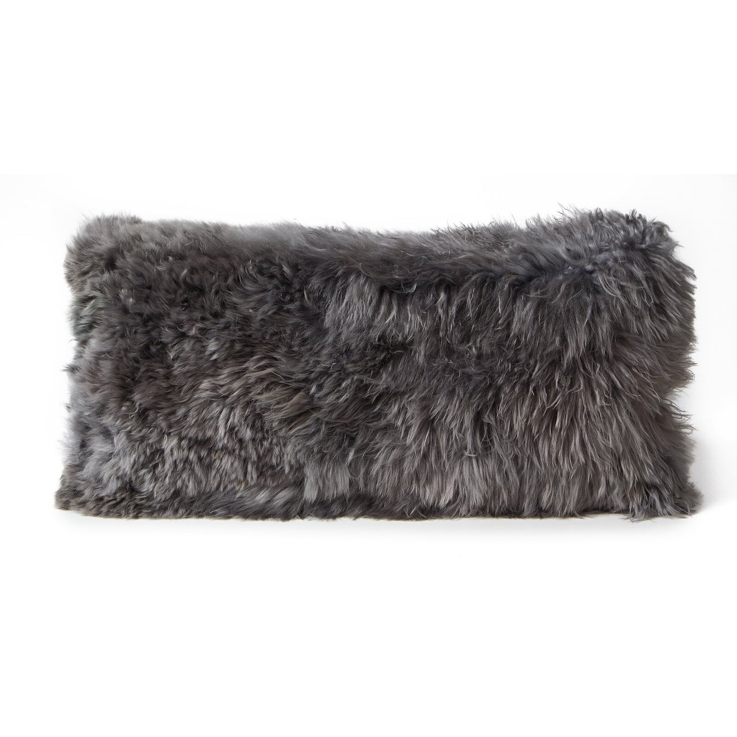 Coussin lombaire en fourrure d'alpaga gris foncé