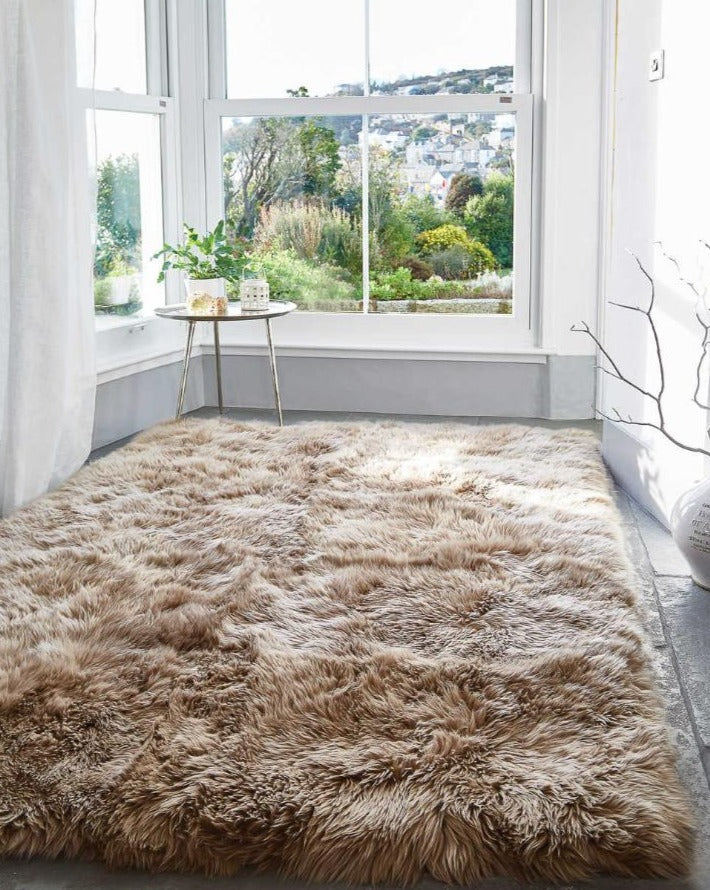 Luxurious Beige Alpaca fur rug