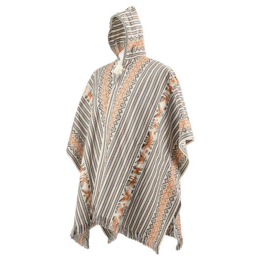 Hooded Peruvian Poncho Stripes