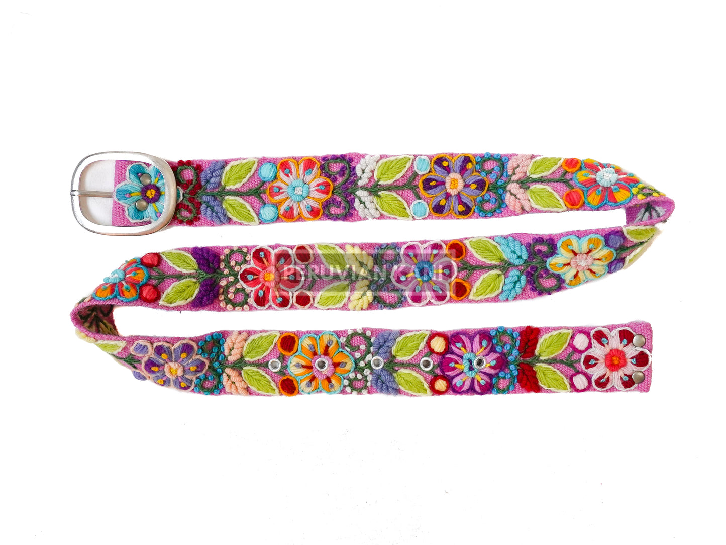 Peruvian belt embroidered pink